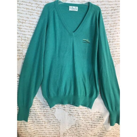 Vintage Pickering Pebble Beach Golf Sweater V Neck Green Men's XL USA     r - Picture 1 of 8